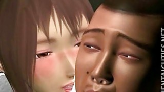 Busty 3D hentai nympho fuck a black dude