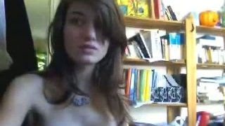 Angelic cutie rubs her pink soaking pussy on a webcam video